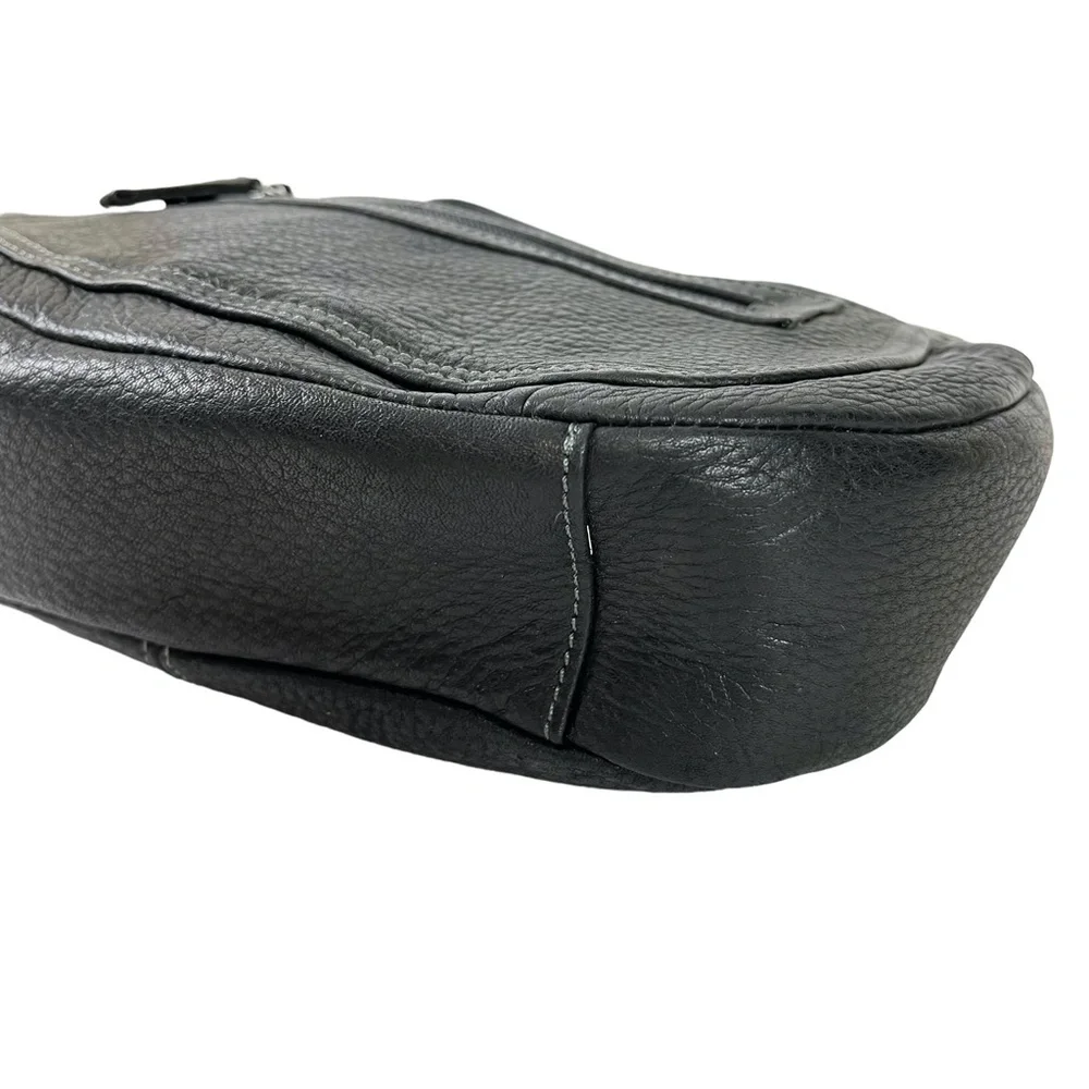 Tignanello Black Genuine Leather Hobo Handbag Shoulder Bag Purse Tote Satchel